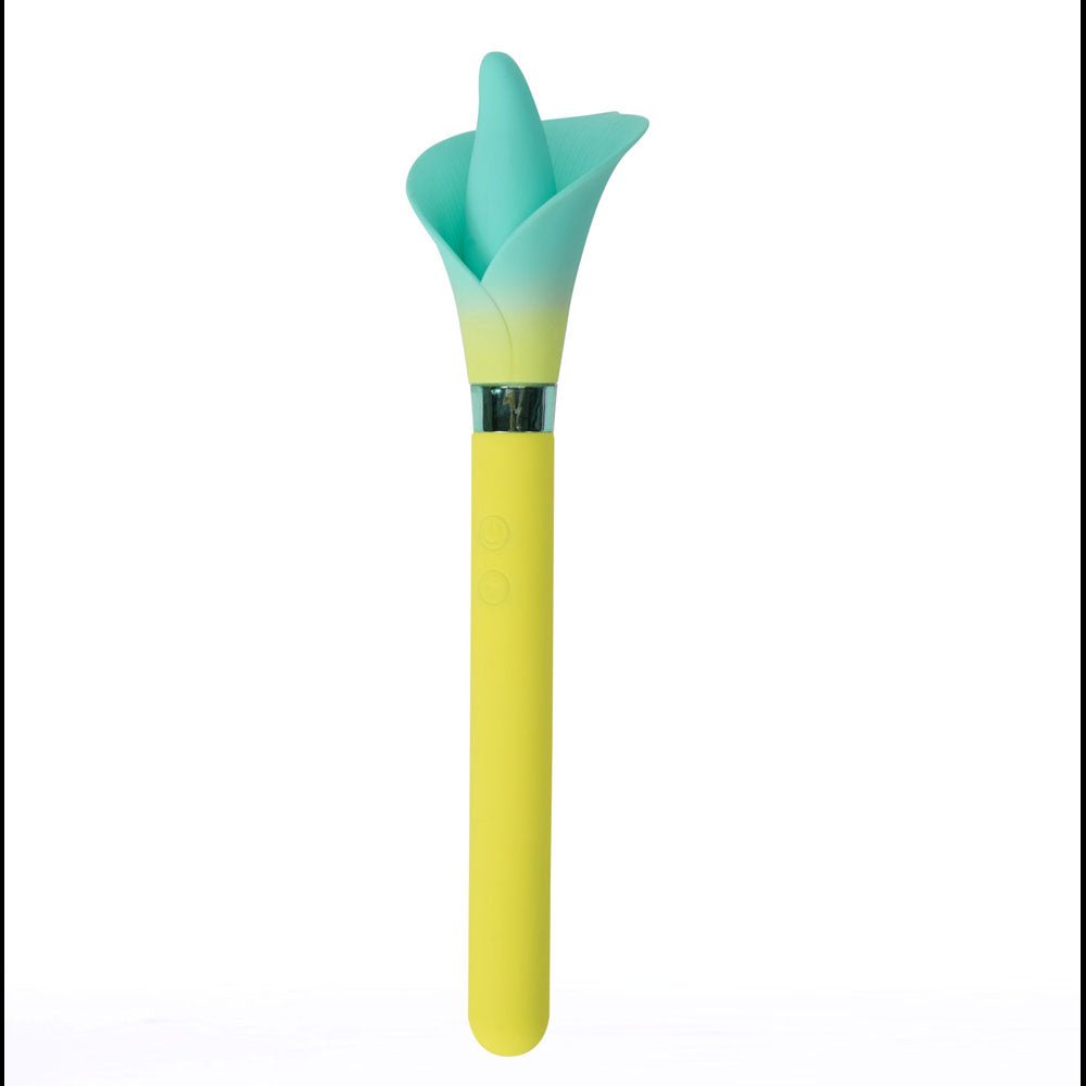 Maia VALA - Yellow - Yellow/Green 22.2 cm USB Rechargeable Flower Vibrator - Silk and Sin