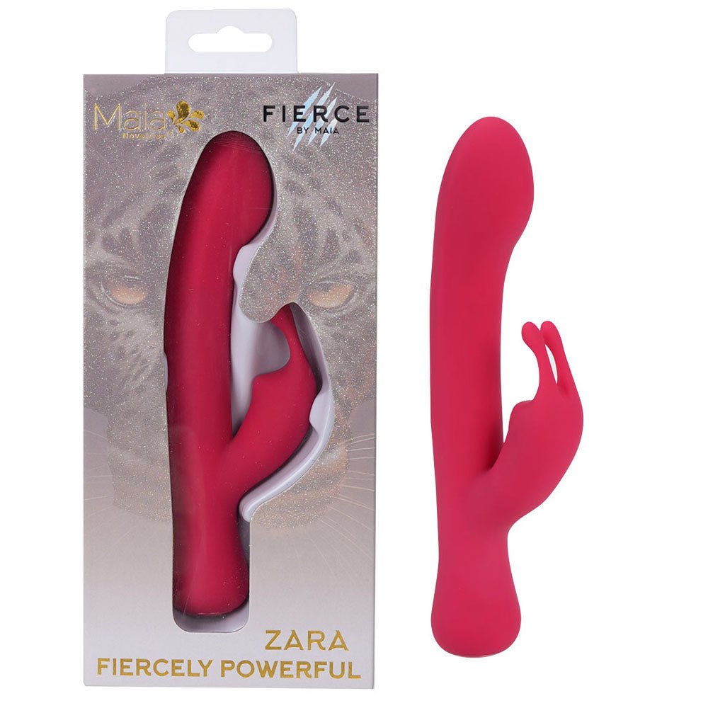 Maia ZARA - Red - Red 17.1 cm USB Rechargeable Rabbit Vibrator - Silk and Sin