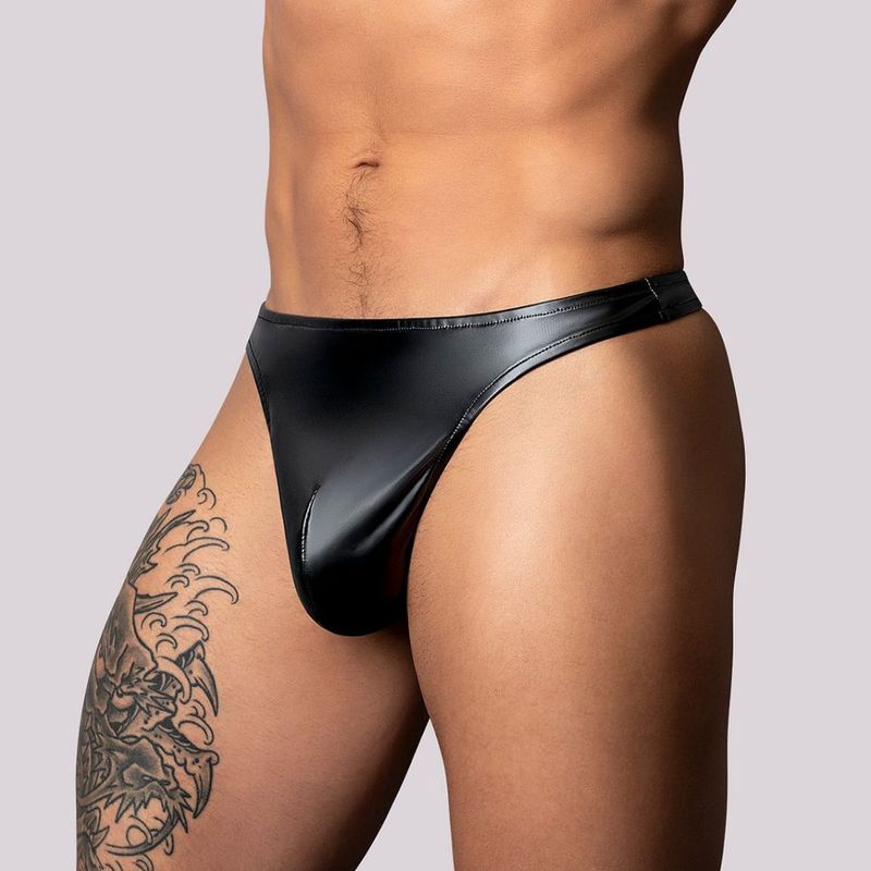Male Power Liquid Onyx 2.0 Wet Look Thong - Silk and Sin