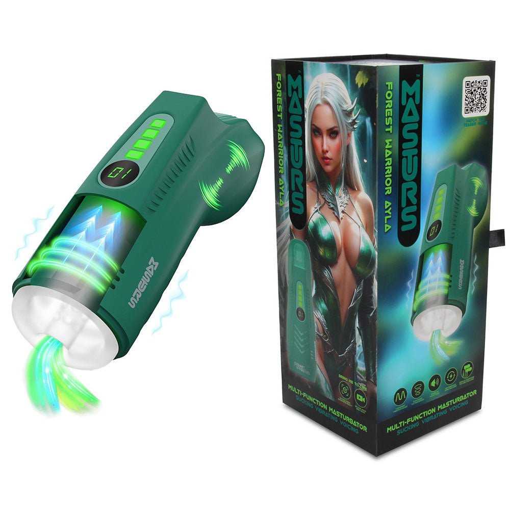 MASTURS Ayla - USB Rechargeable Sucking, Vibrating & Talking Auto Stroker with Augmented Reality - Silk and Sin