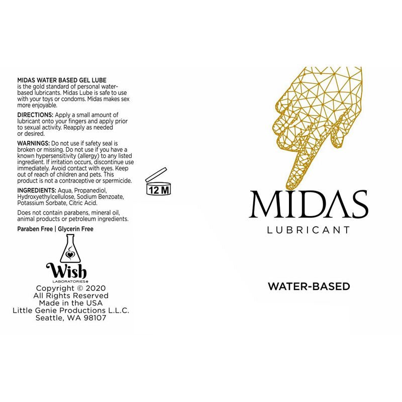 Midas Water Based Gel - Water Based Gel Lubricant - 118 ml Tube - Silk and Sin