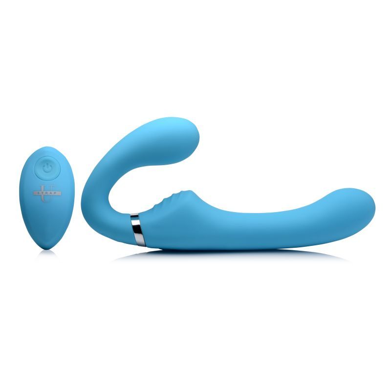 Mighty Rider 10X Strapless Strap-On Blue w Remote - Silk and Sin