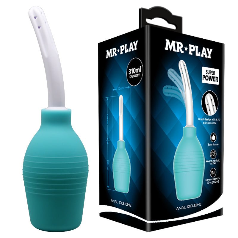 MR PLAY Anal Douche - Aqua/White Unisex Douche - 310 ml Capacity - silkandsin