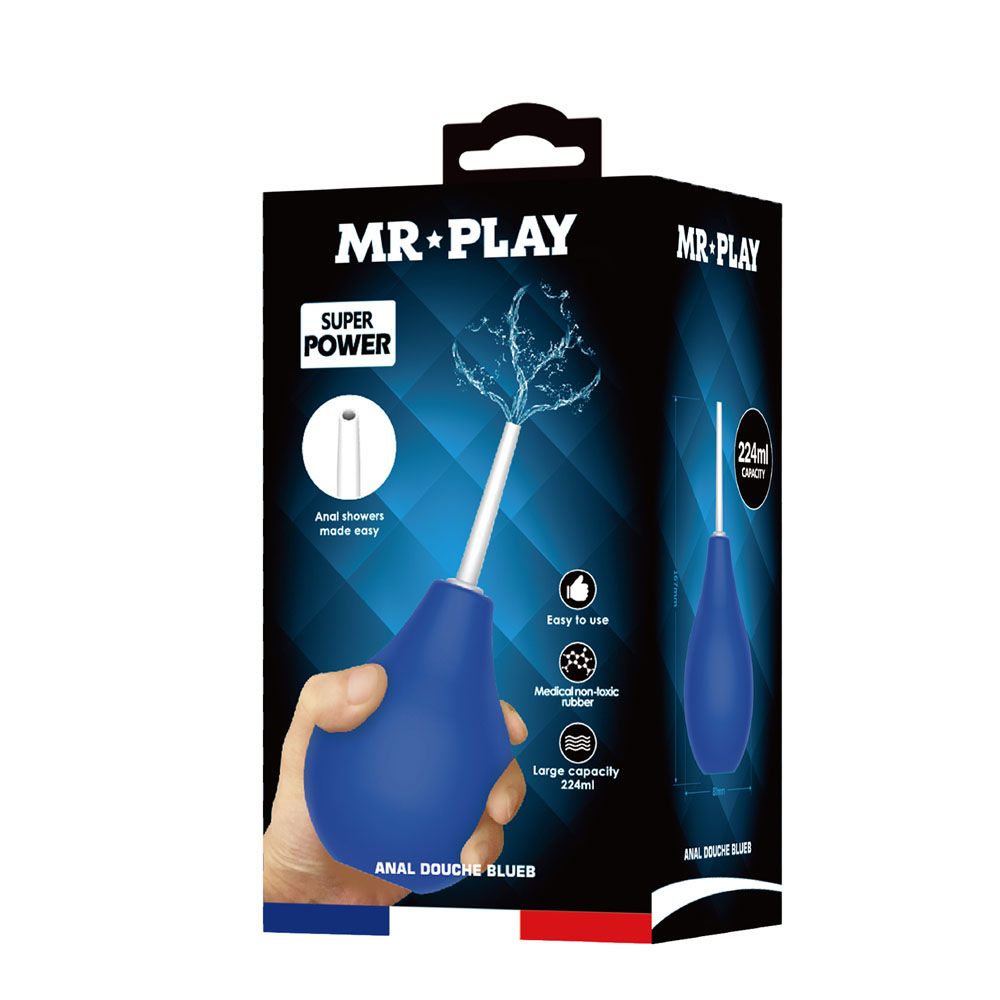 MR PLAY Anal Douche - Blue - Blue Unisex Douche - 224 ml Capacity - silkandsin