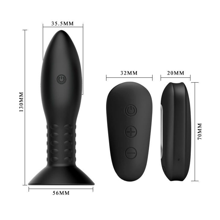 MR PLAY Rotation Beads Anal Plug - Black USB Rechargeable Beaded Butt Plug with Wireless Remote - Silk and Sin