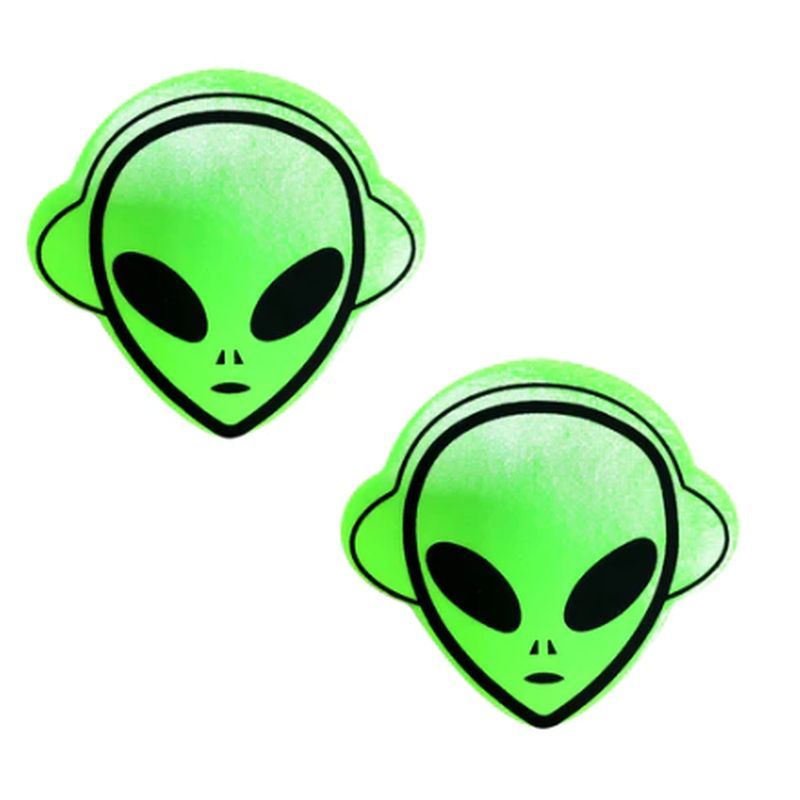Neon Green Blacklight Alien Pasties - Silk and Sin