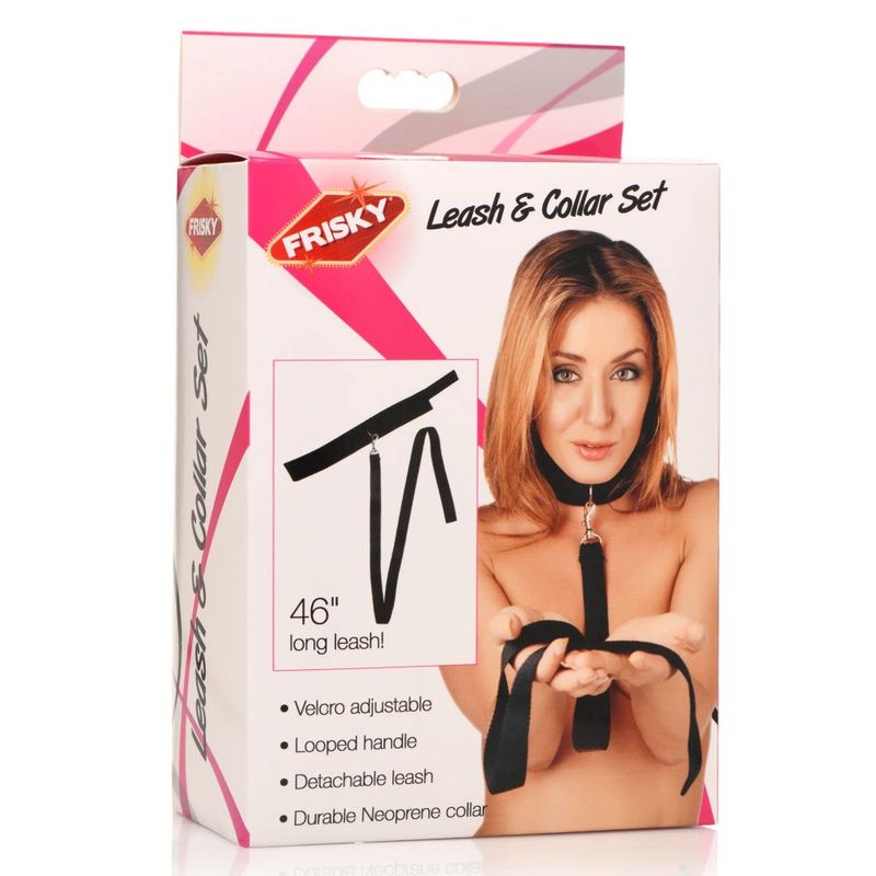 Neoprene Collar And Leash Set Black - Silk and Sin
