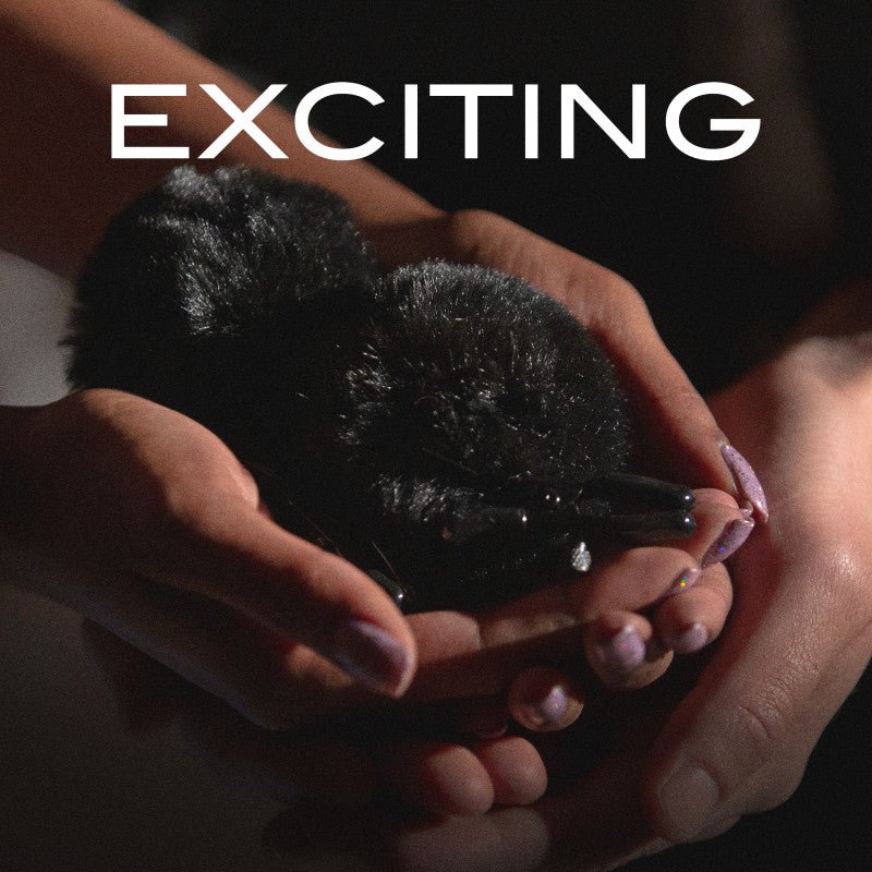 Noir Pom Adjustable Nipple Clamps - Black Furry Nipple Clamps - Silk and Sin