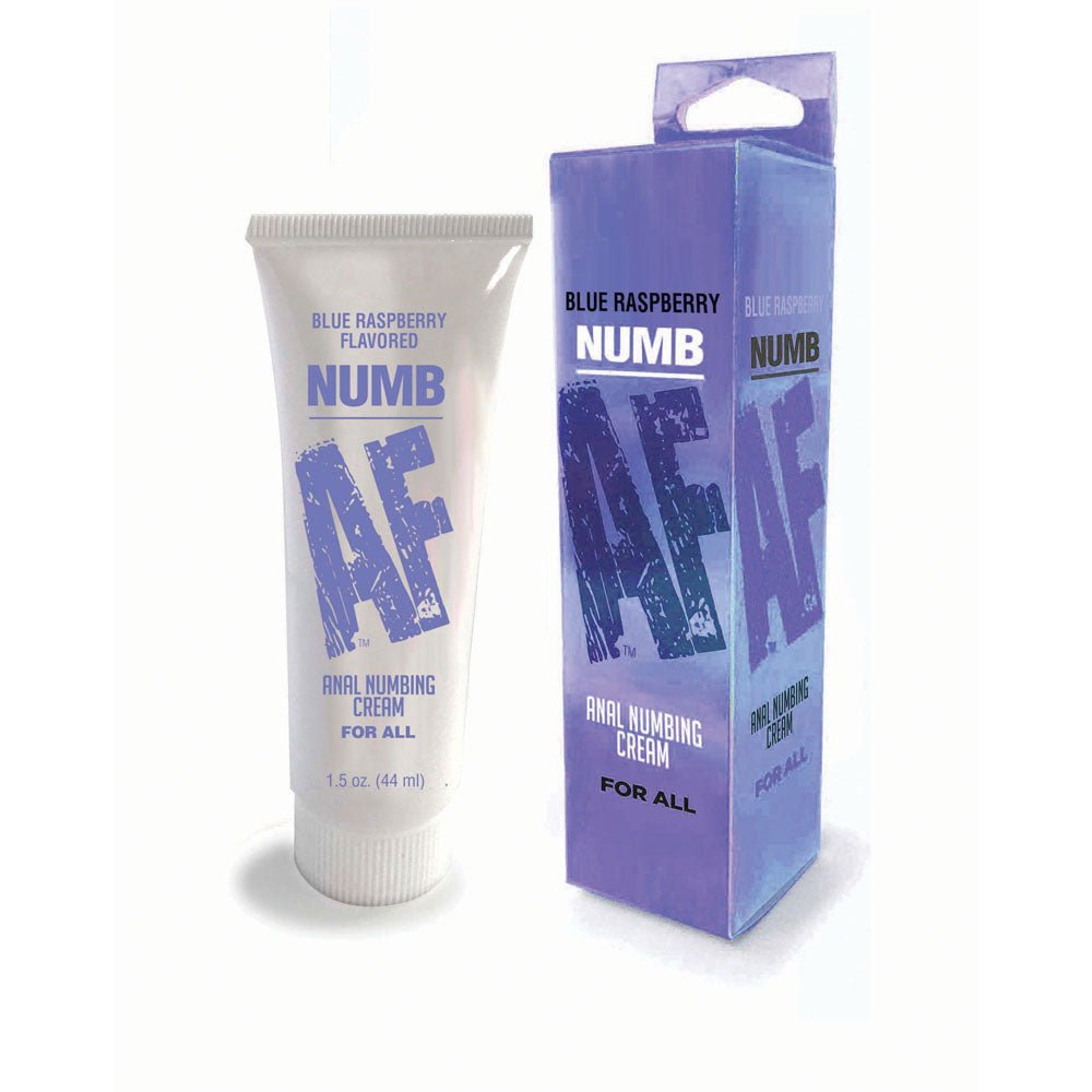 Numb AF - Blue Raspberry - Blue Raspberry Flavoured Anal Numbing Cream - 44 ml Tube - Silk and Sin