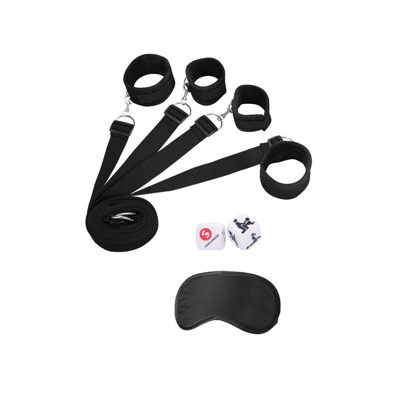 OUCH! Black & White Bed Bindings Restraint System - Black Restraints - silkandsin