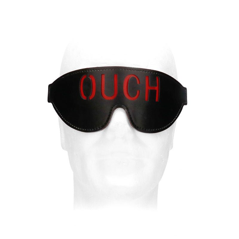 OUCH! Black & White Bonded Leather Eye - Mask ''Ouch'' - Black Eye Restraint - silkandsin