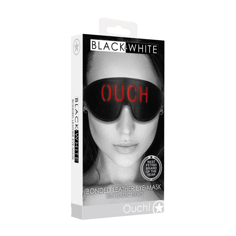 OUCH! Black & White Bonded Leather Eye - Mask ''Ouch'' - Black Eye Restraint - silkandsin