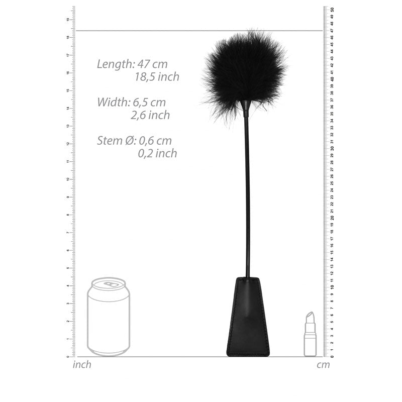 OUCH! Black & White Crop with Feather Tickler - Black 44 cm Feather Crop - silkandsin