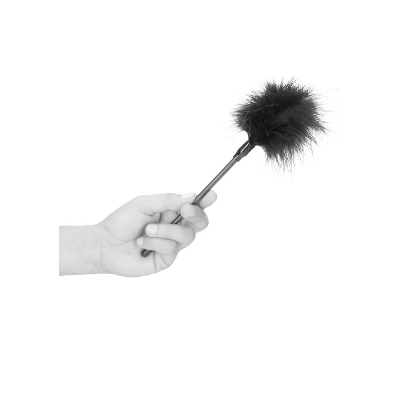 OUCH! Black & White Feather Tickler - Black Feather Crop - silkandsin