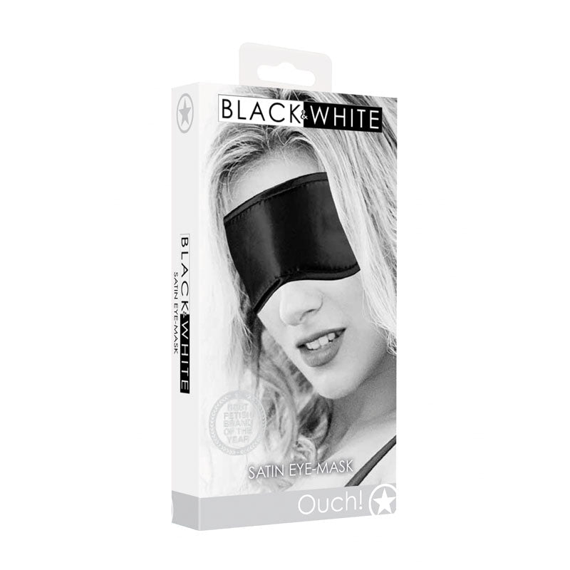 OUCH! Black & White Satin Eye - Mask - Black Eye Restraint - silkandsin