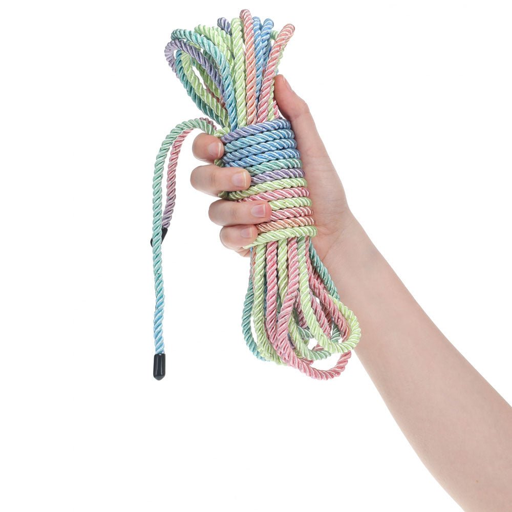 OUCH! Bondage Rope - 10 M - Multicolour 1 - Multicoloured Nylon Bondage Rope - 10 metre Length - Silk and Sin