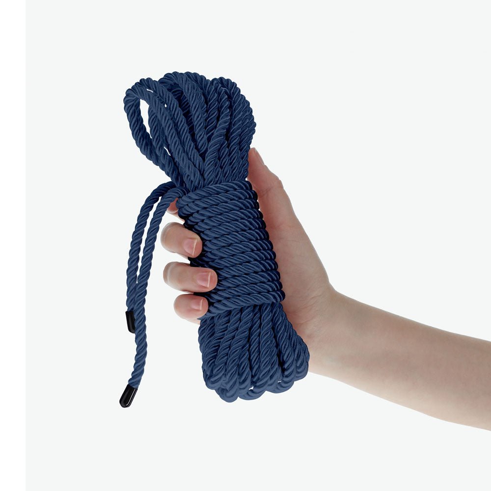 OUCH! Bondage Rope - 10 M - Navy Blue - Navy Blue Nylon Bondage Rope - 10 metre Length - Silk and Sin