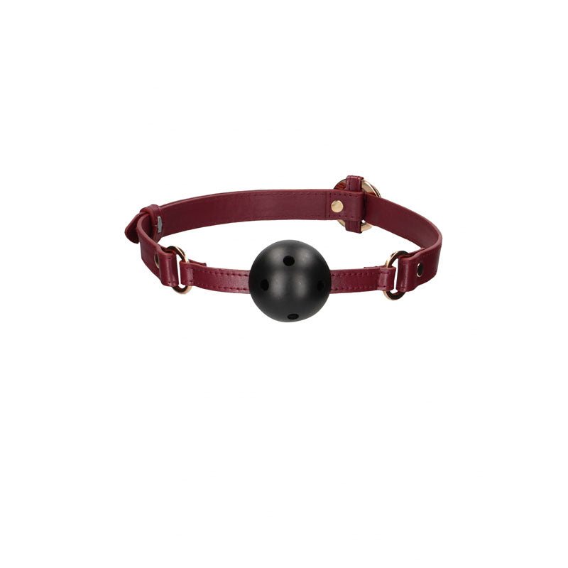 OUCH! Halo - Breathable Ball Gag - Burgundy Mouth Restraint - silkandsin