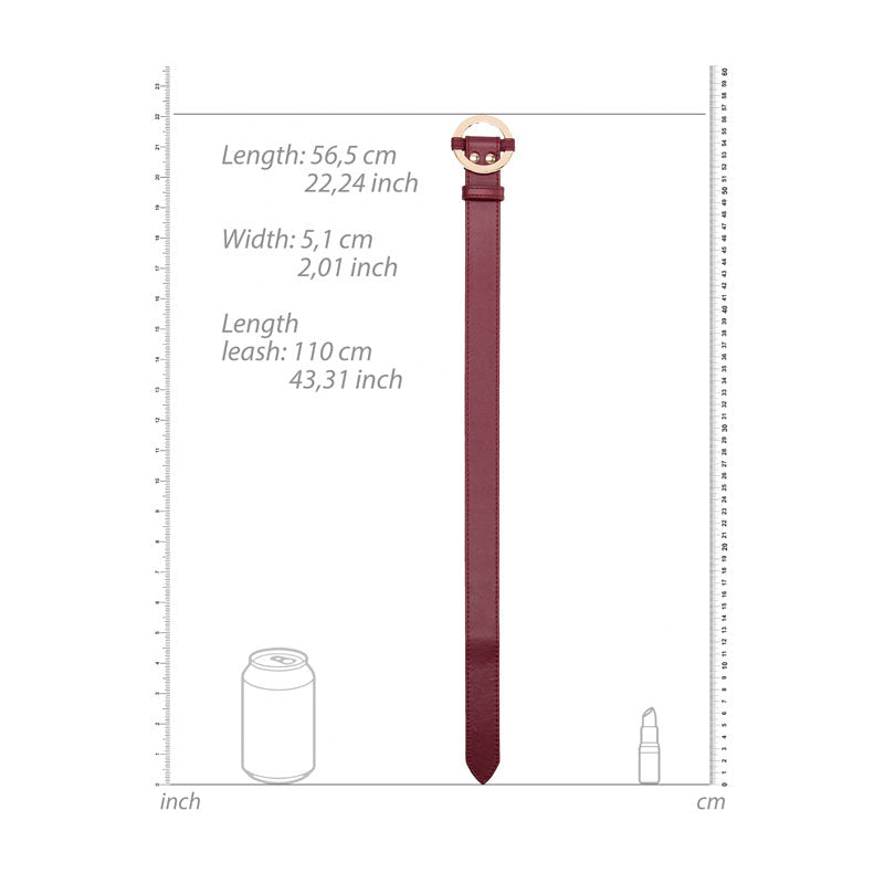 OUCH! Halo - Collar With Leash - Burgundy Restraint - silkandsin