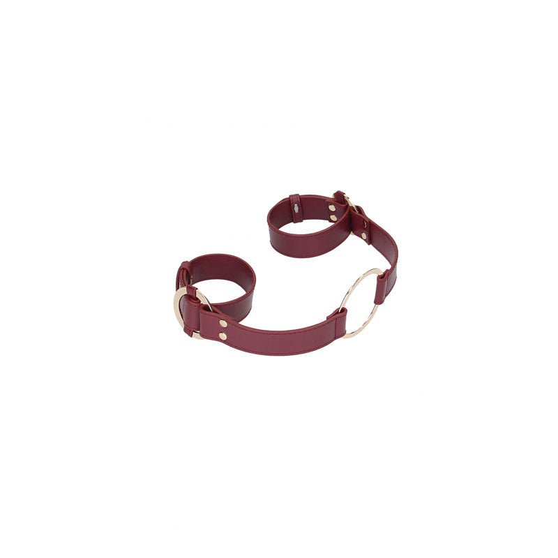 OUCH! Halo - Handcuff With Connector - Burgundy Restraint - silkandsin