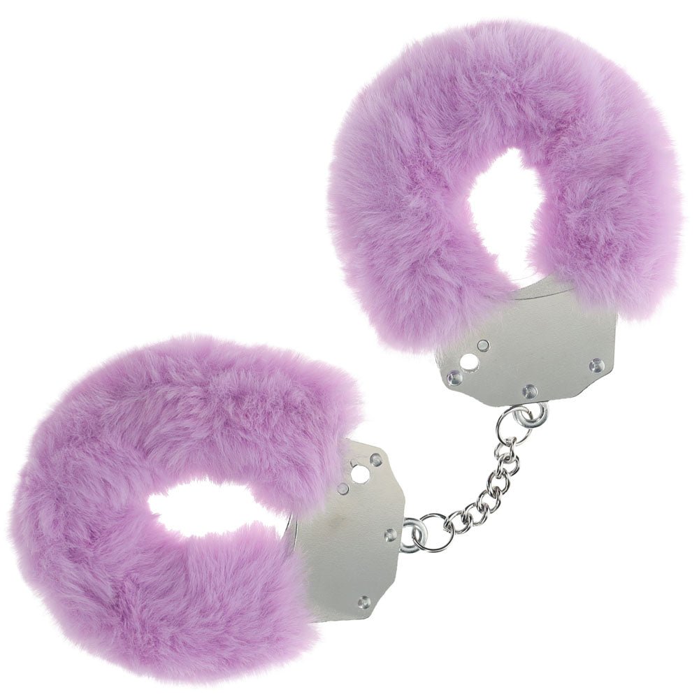 OUCH! Heavy - Duty Fluffy Cuffs - Lavender - Lavender Fluffy Restraints - silkandsin