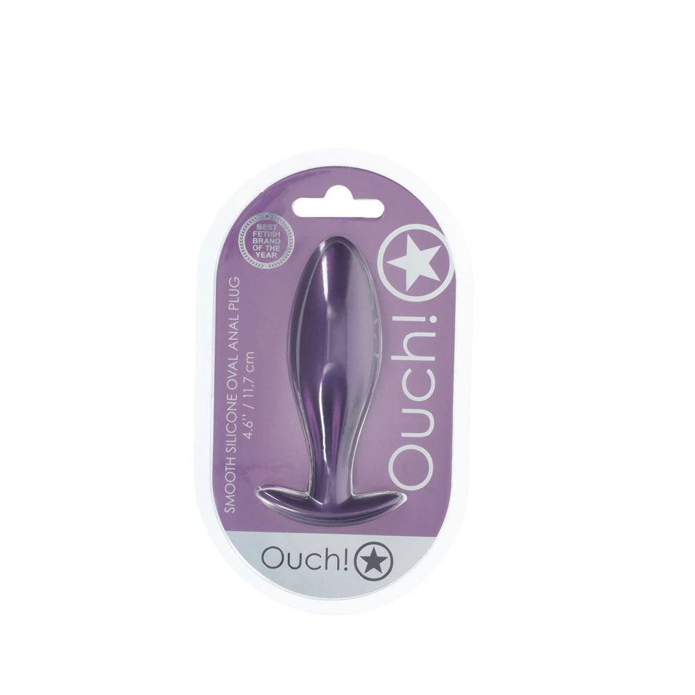 OUCH! Oval Anal Plug - Metallic Purple - Metallic Purple 11.7 cm Butt Plug - Silk and Sin