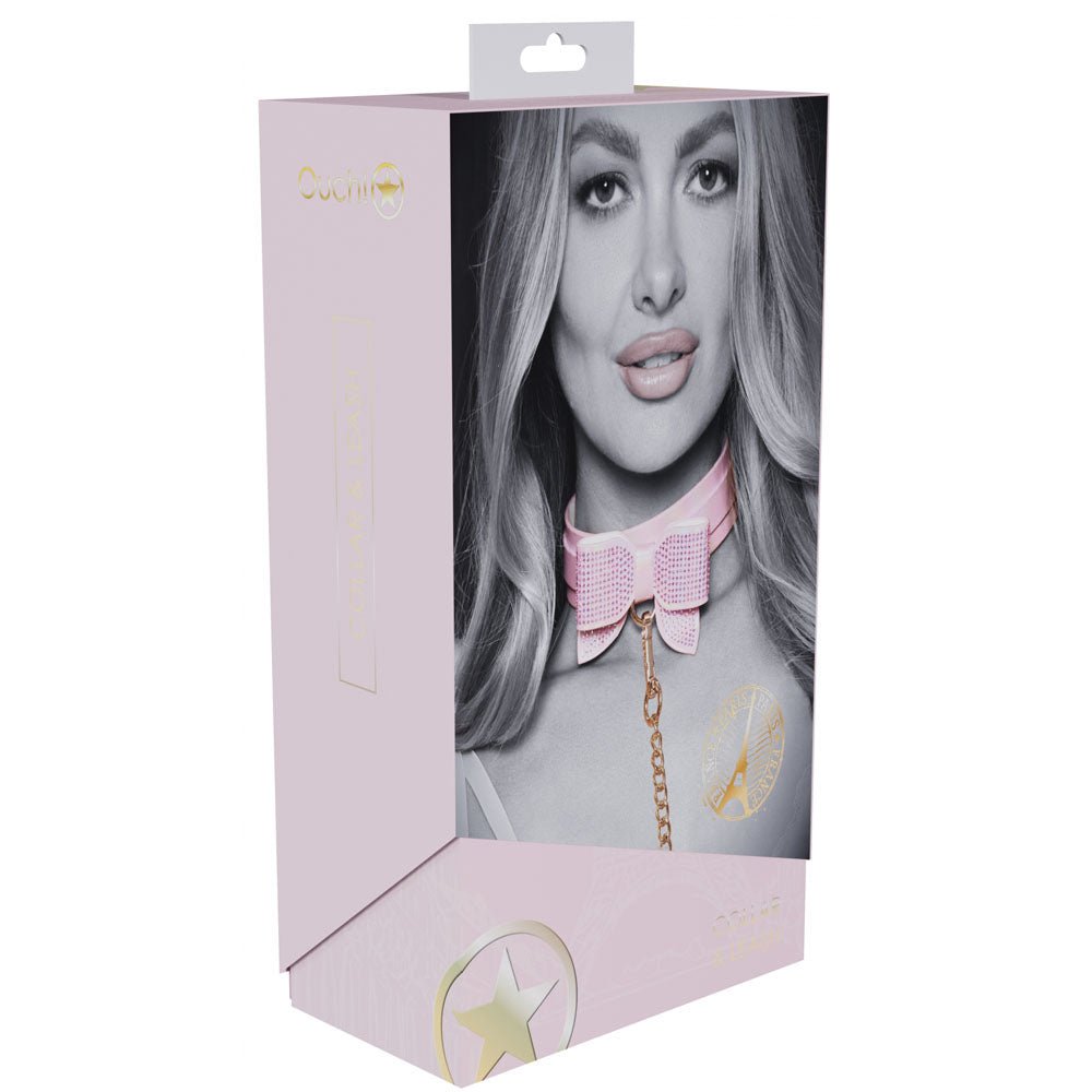 OUCH! Paris Collection - Collar with Leash - Pink Restraint - silkandsin