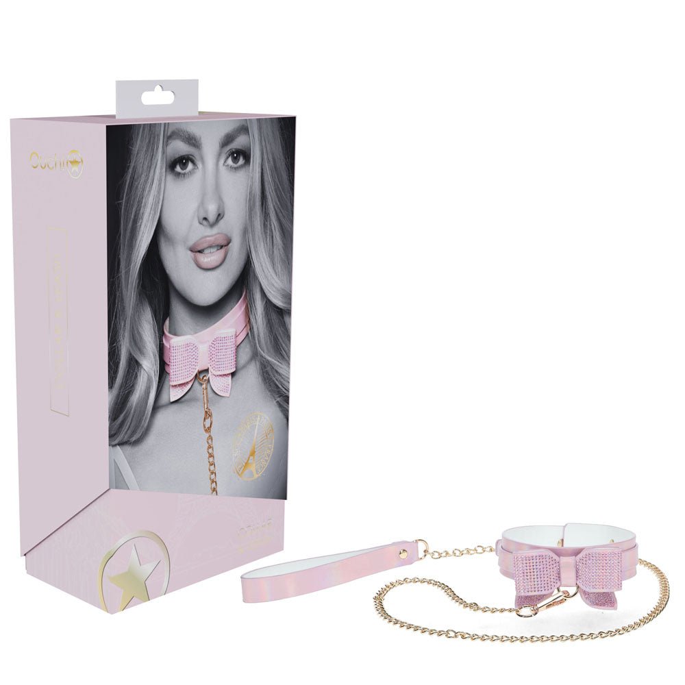 OUCH! Paris Collection - Collar with Leash - Pink Restraint - silkandsin