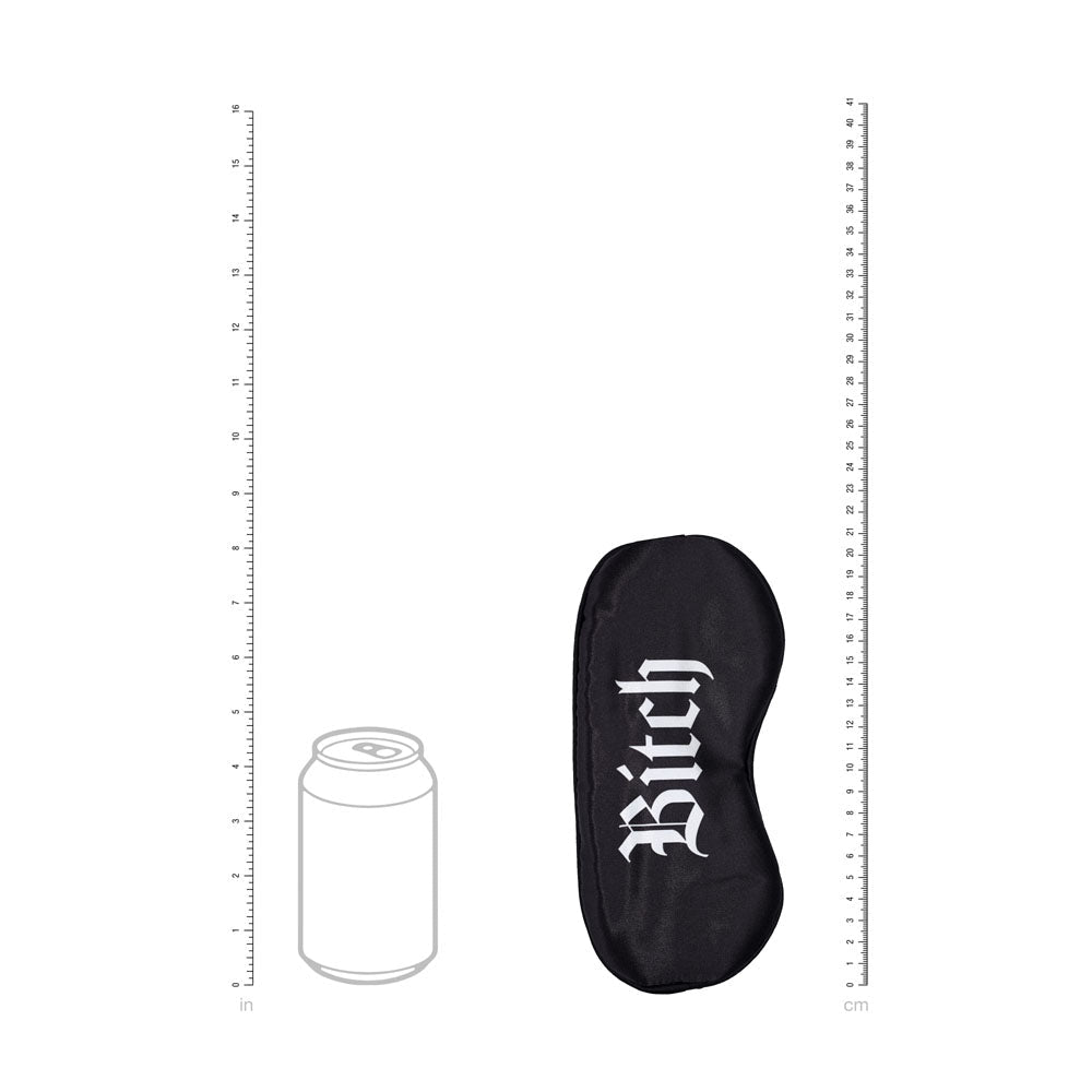 OUCH! Satin Mask - Bitch - Black Printed Eye Mask - Silk and Sin