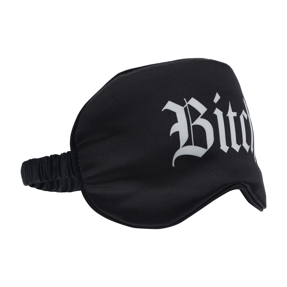 OUCH! Satin Mask - Bitch - Black Printed Eye Mask - Silk and Sin