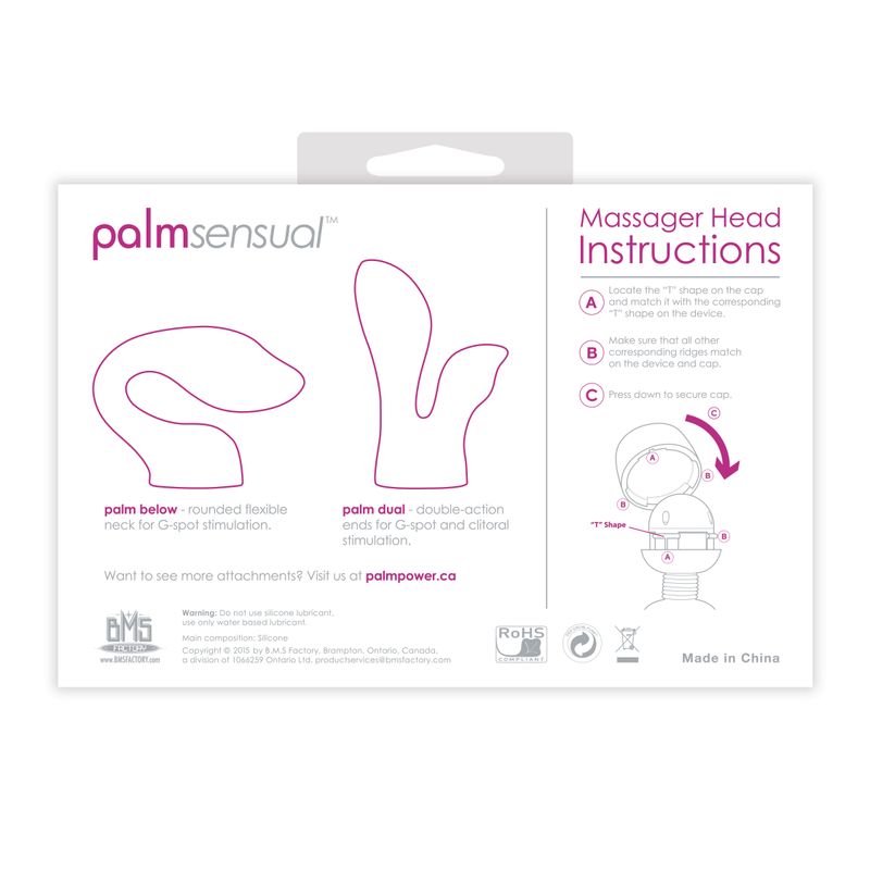 PalmSensual Massager Heads Pink (For use with PalmPower) - silkandsin