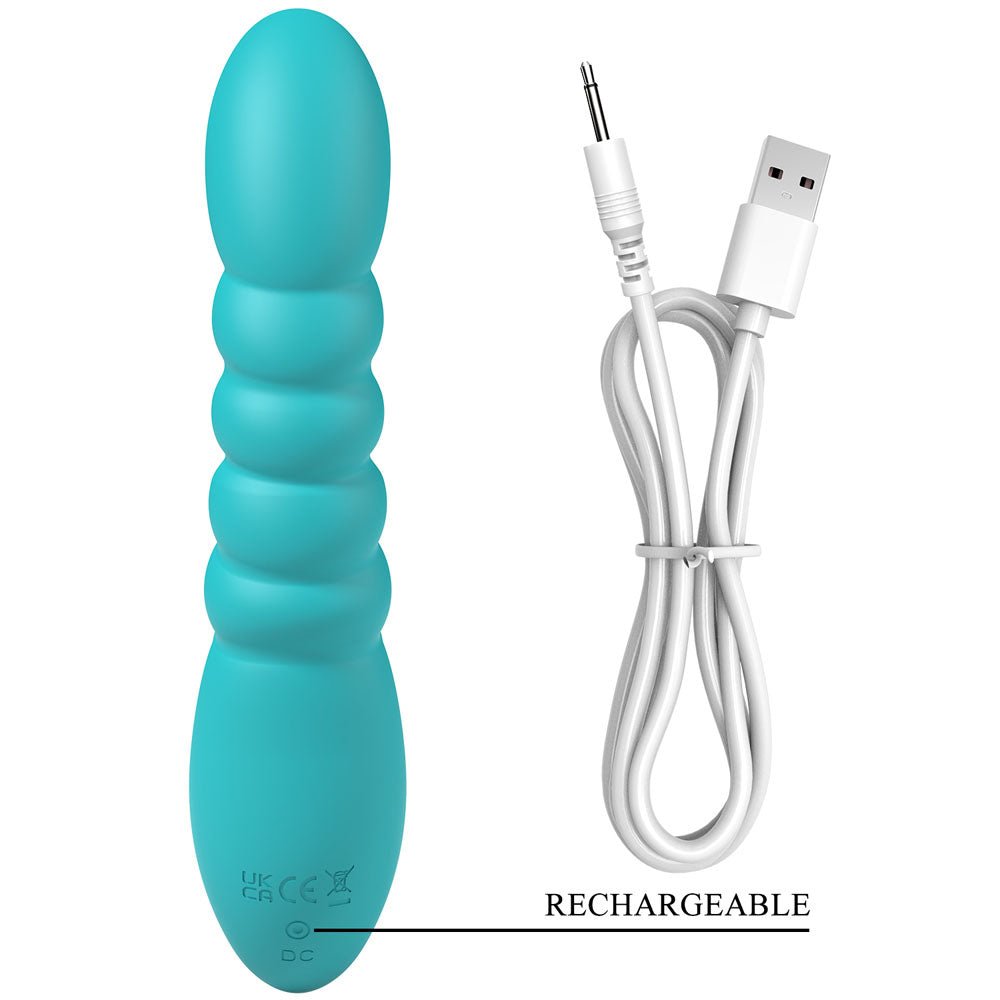 Party Up BRYNLYN - Teal - Teal 18.2 cm USB Rechargeable Rabbit Vibrator - Silk and Sin