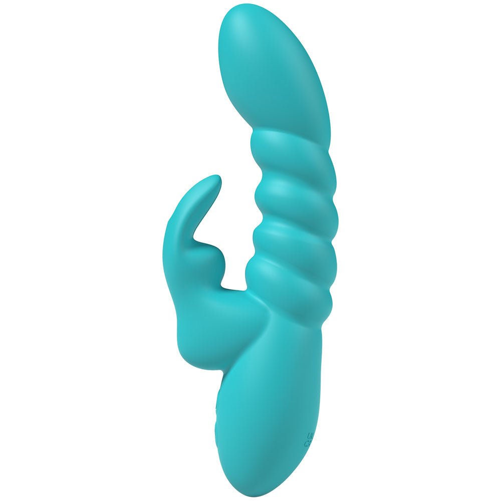 Party Up BRYNLYN - Teal - Teal 18.2 cm USB Rechargeable Rabbit Vibrator - Silk and Sin