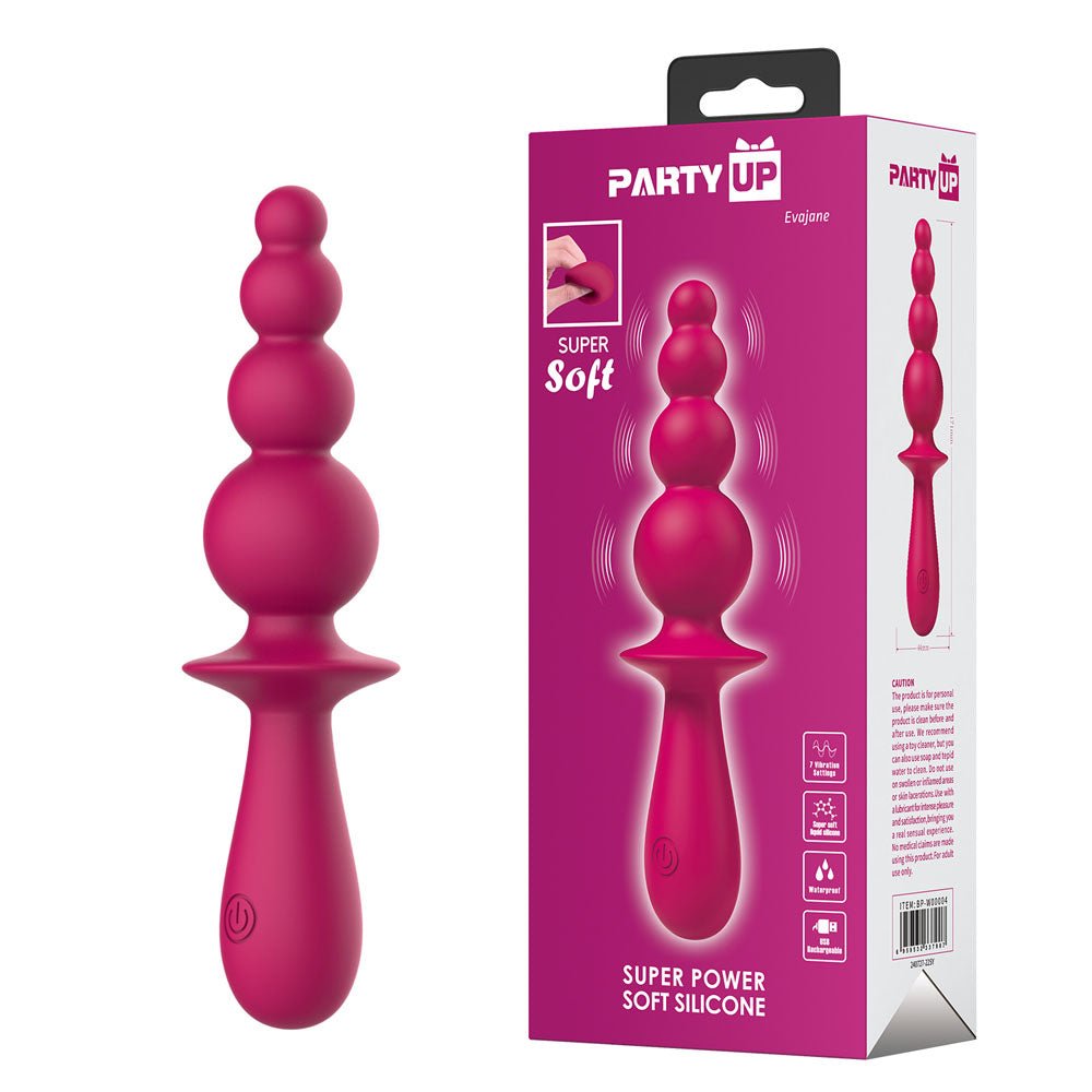 Party Up EVAJANE - Pink - Pink 17.1 cm USB Rechargeable Beaded Vibrator - Silk and Sin