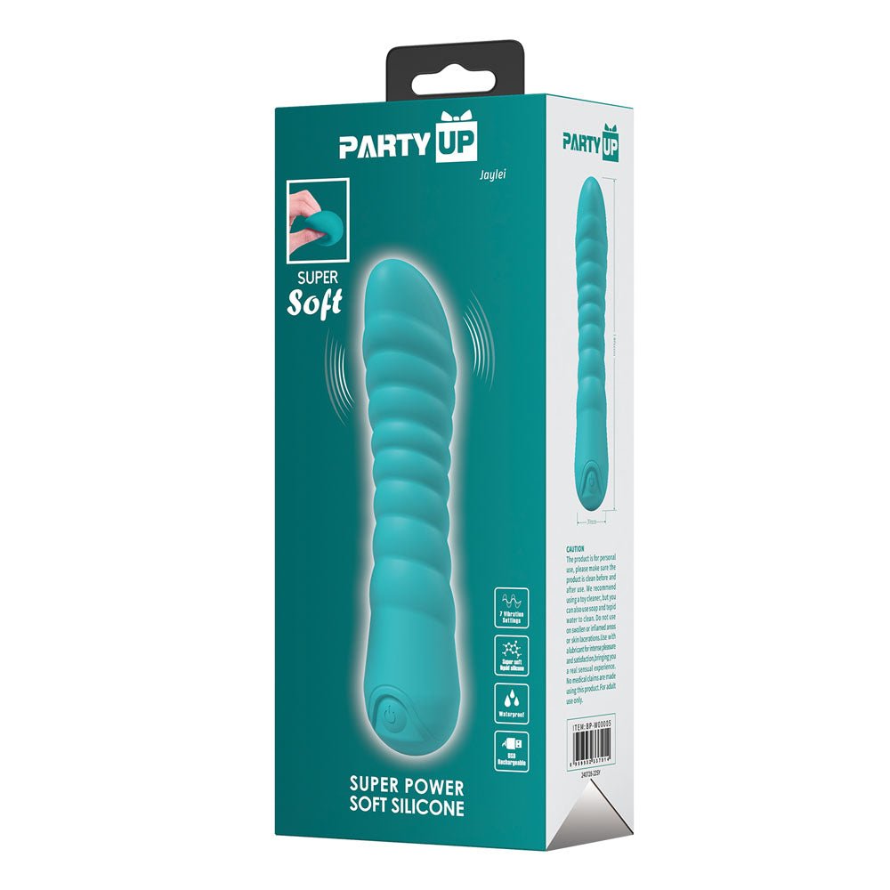 Party Up JAYLEI - Teal - Teal 14.6 cm USB Rechargeable Vibrator - Silk and Sin