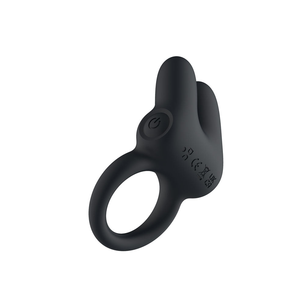 Passion Play Dual Motors Vibrating Cockring - Black USB Rechargeable Vibrating Cock Ring - Silk and Sin