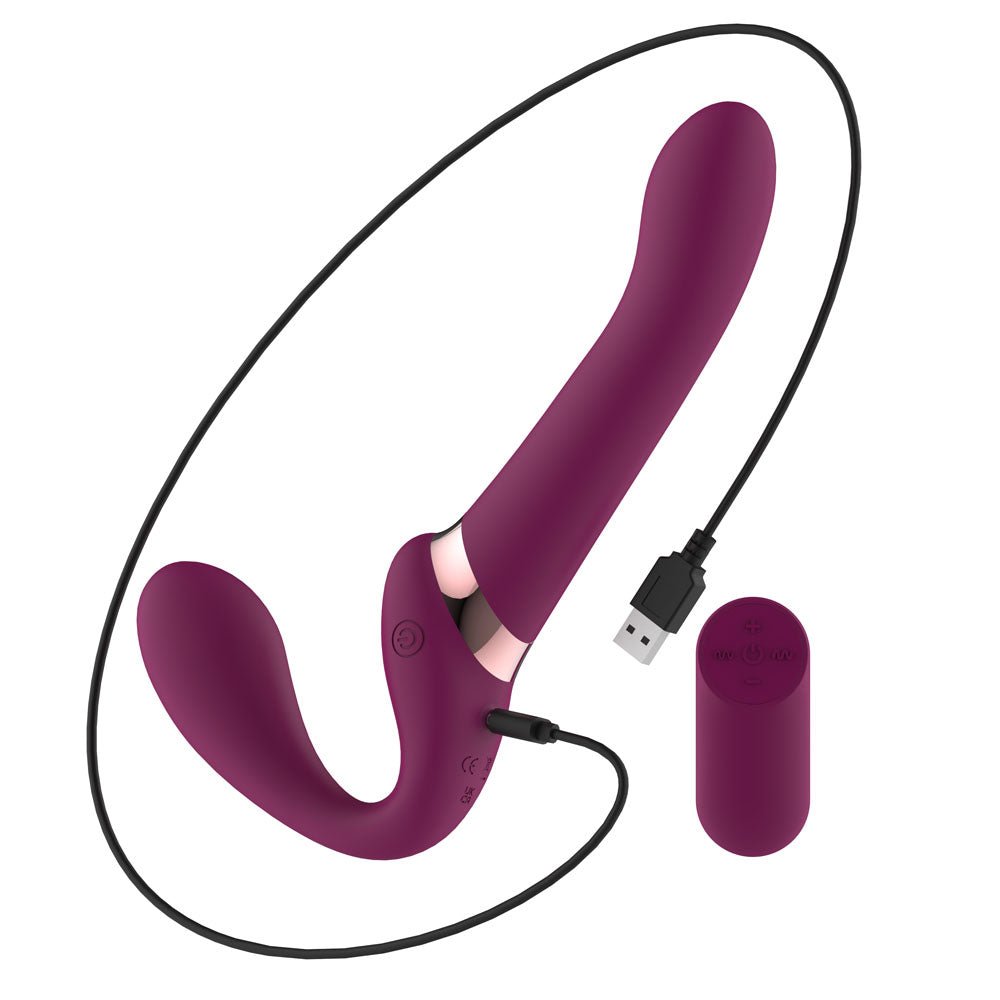 Passion Play Strap-less Dildo with Remote Controller - Purple 25 cm USB Rechargeable Strapless Strap-On with Wireless Remote - Silk and Sin