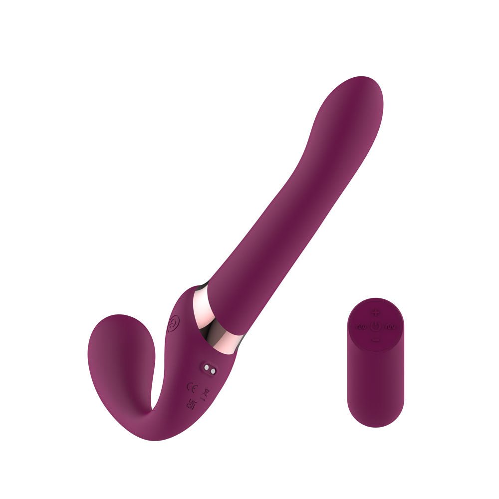 Passion Play Strap-less Dildo with Remote Controller - Purple 25 cm USB Rechargeable Strapless Strap-On with Wireless Remote - Silk and Sin