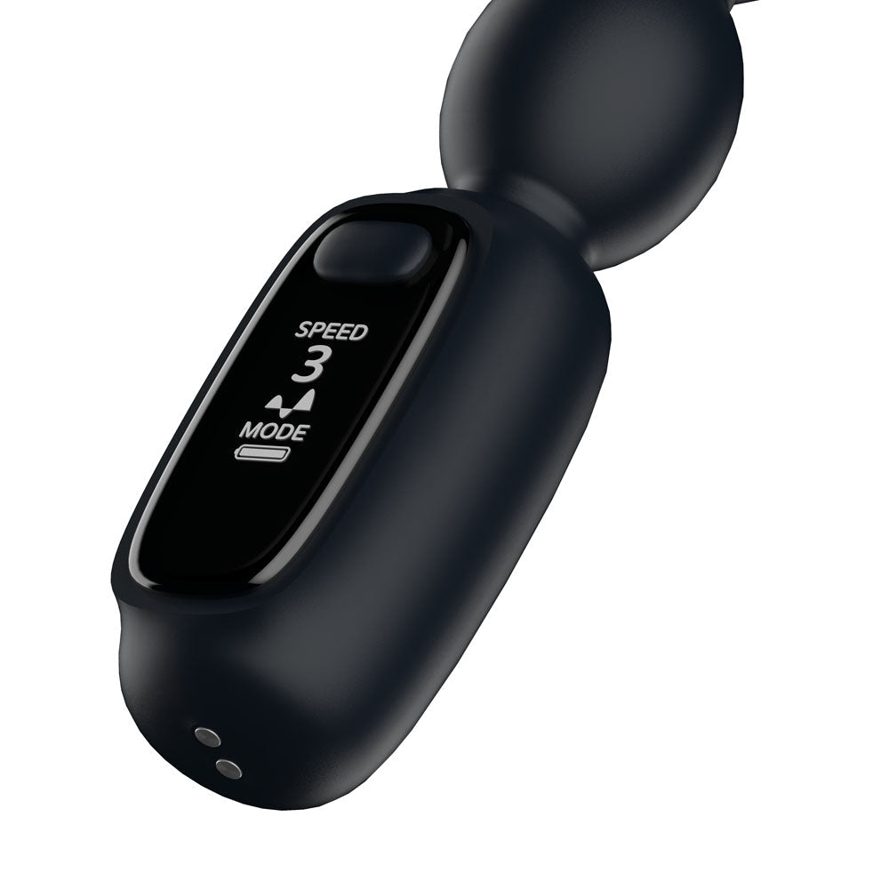 Passion Play Vibrating Anal Beads with LED Screen - Black 23 cm USB Rechargeable Vibrating Anal Beads - Silk and Sin