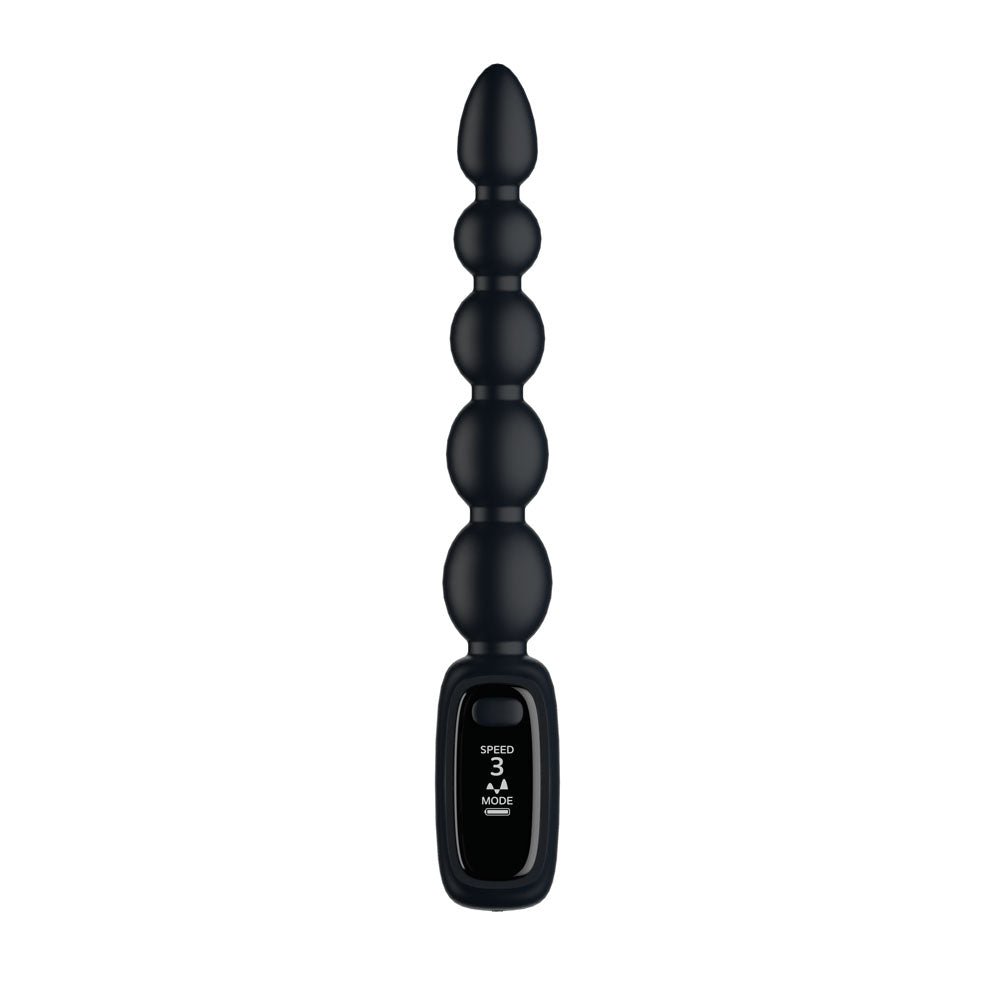 Passion Play Vibrating Anal Beads with LED Screen - Black 23 cm USB Rechargeable Vibrating Anal Beads - Silk and Sin