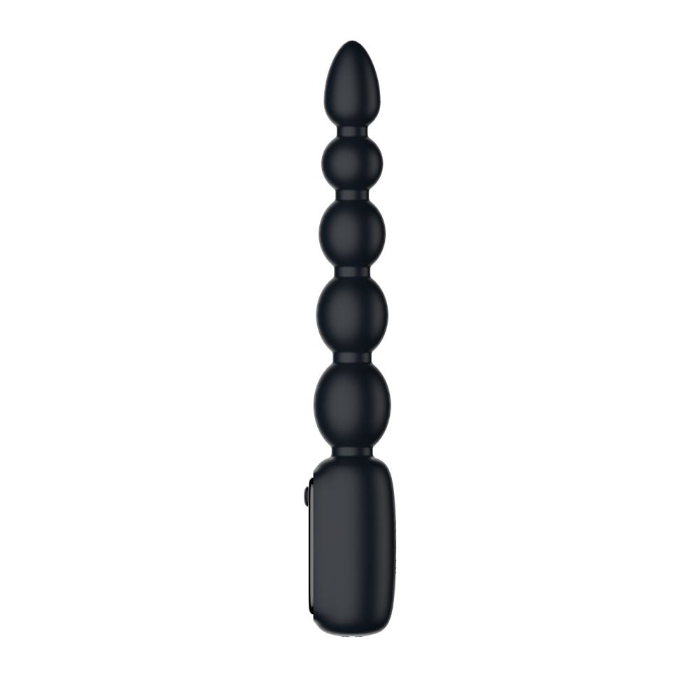 Passion Play Vibrating Anal Beads with LED Screen - Black 23 cm USB Rechargeable Vibrating Anal Beads - Silk and Sin