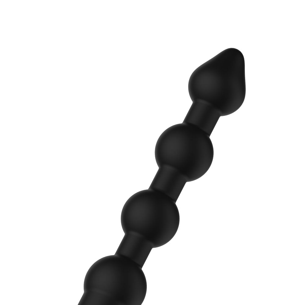Passion Play Vibrating Anal Beads with Remote - Black USB Rechargeable Vibrating Anal Beads with Wireless Remote - Silk and Sin