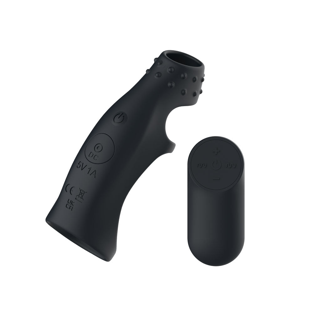 Passion Play Vibrating Cockring Sleeve - Black USB Rechargeable Vibrating Penis Sleeve with Wireless Remote - Silk and Sin