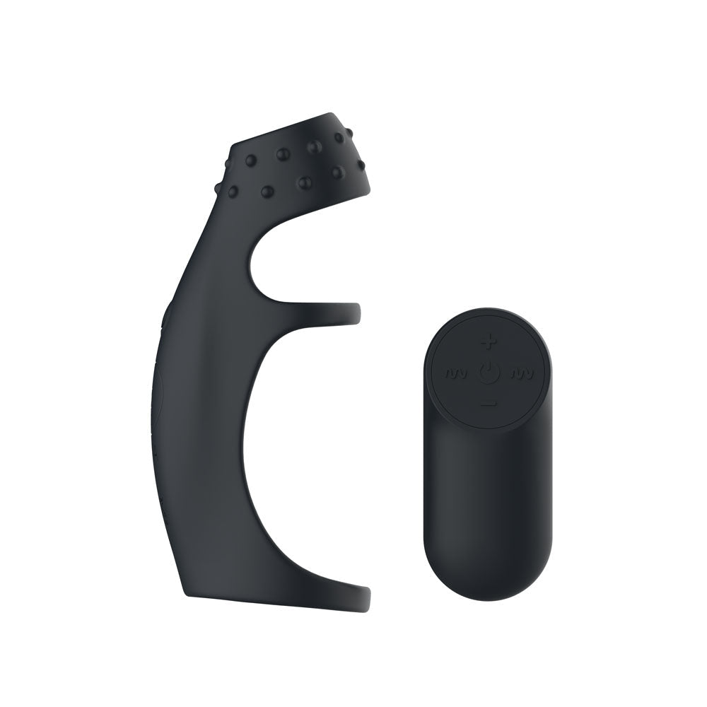 Passion Play Vibrating Cockring Sleeve - Black USB Rechargeable Vibrating Penis Sleeve with Wireless Remote - Silk and Sin