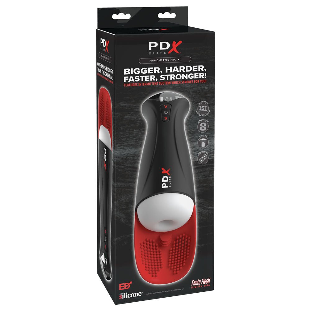 PDX Elite Fap - O - Matic Pro XL - White/Red - White USB Rechargeable Auto Stroker - silkandsin