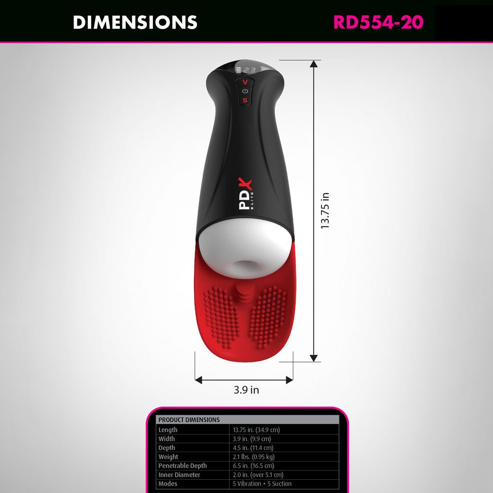 PDX Elite Fap - O - Matic Pro XL - White/Red - White USB Rechargeable Auto Stroker - silkandsin