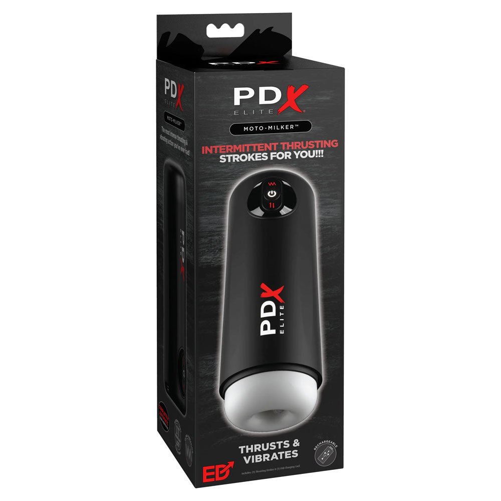 PDX Elite Moto Milker - USB Rechargeable Thrusting & Vibrating Auto Stroker - silkandsin