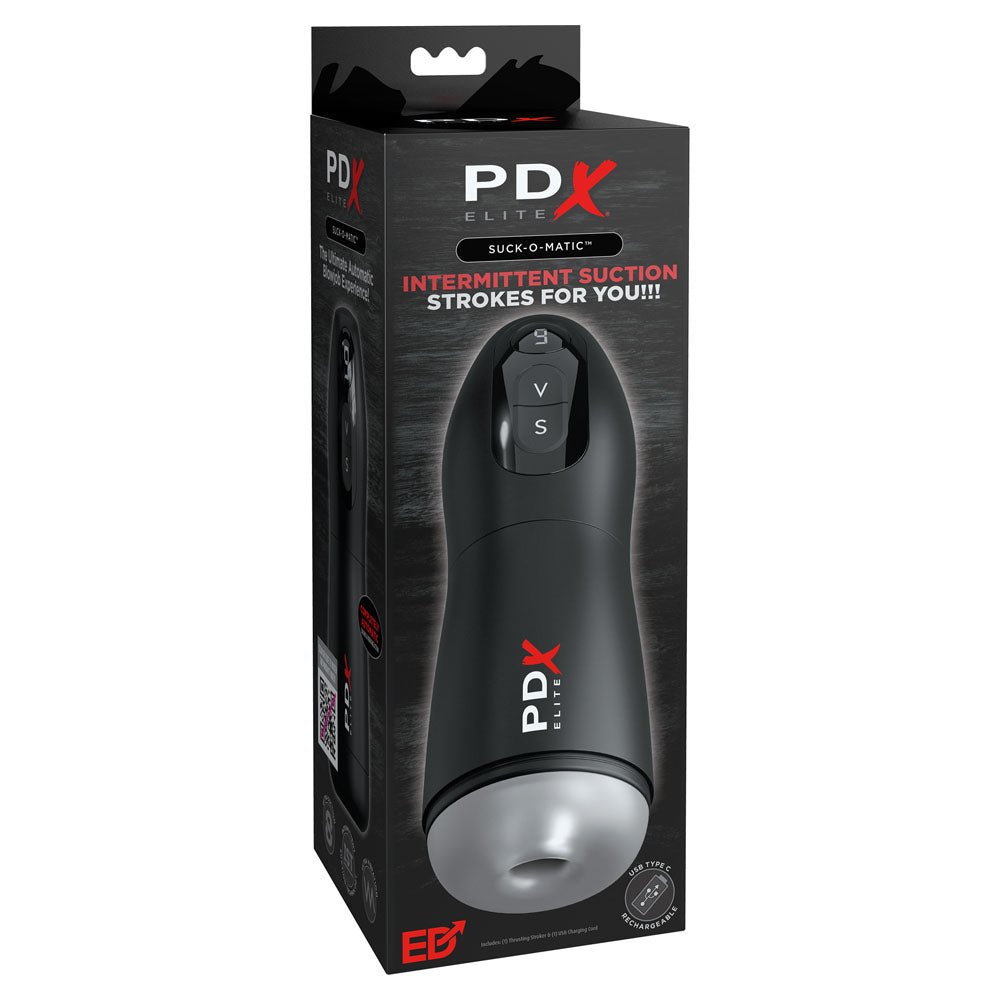 PDX Elite Suck - O - Matic - USB Rechargeable Sucking & Vibrating Masturbator - silkandsin