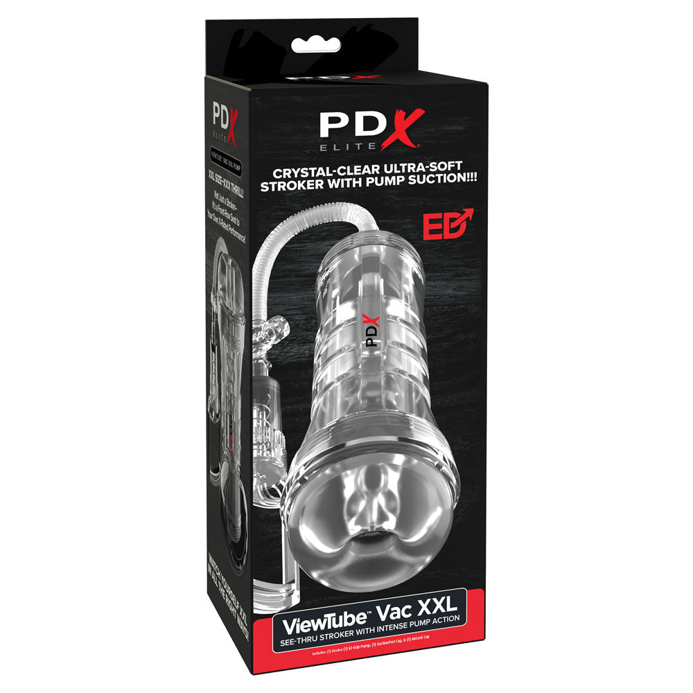 PDX Elite ViewTube Vac XXL Pump Stroker - Clear Vagina Stroker with Suction Pump - silkandsin