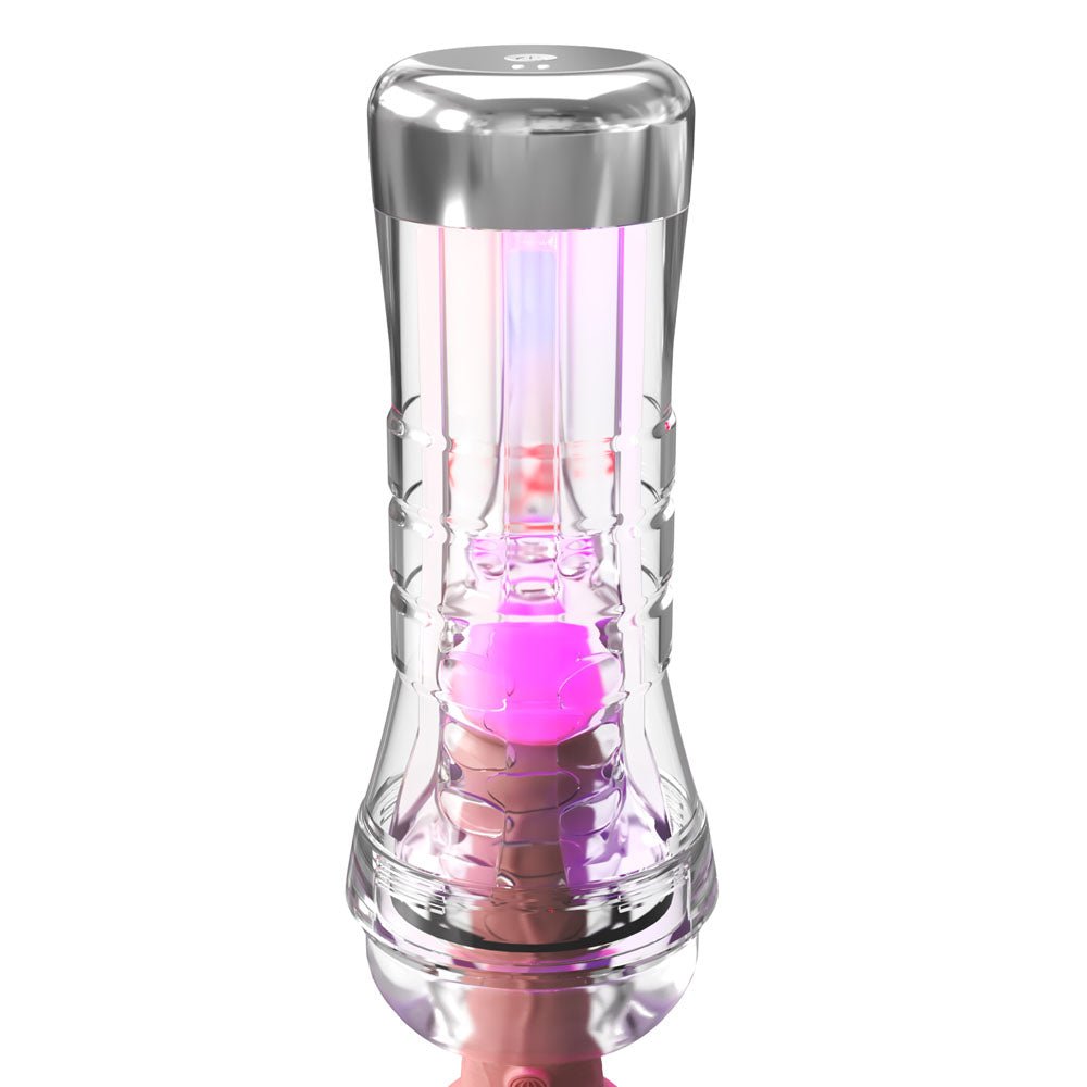 PDX Elite ViewTube XXL LED Stroker - Clear Stroker with LED Lights - silkandsin